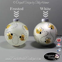 Bumble Bees Ornament - Hand Painted Glass Ball Ornament - Original Designs by Cathy Kraemer