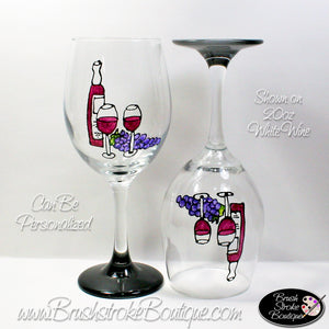 Hand Painted Wine Glass - Art Deco Wine - Original Designs by Cathy Kraemer