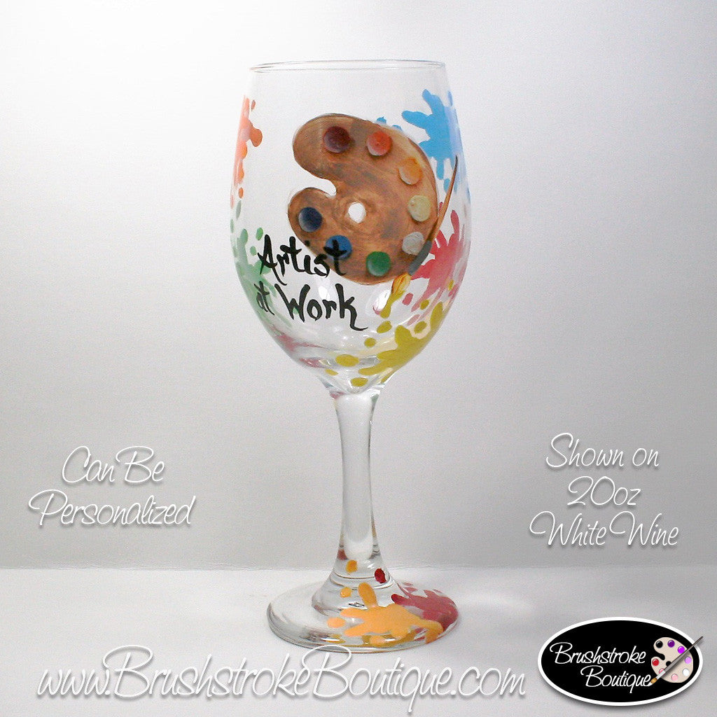 Hand Painted Wine Glass - Artist at Work - Original Designs by Cathy Kraemer