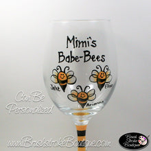 Hand Painted Wine Glass - Babe-Bees - Original Designs by Cathy Kraemer