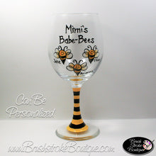 Hand Painted Wine Glass - Babe-Bees - Original Designs by Cathy Kraemer