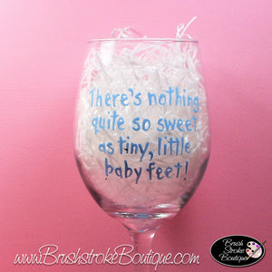 Hand Painted Wine Glass - Baby Footprints - Original Designs by Cathy Kraemer