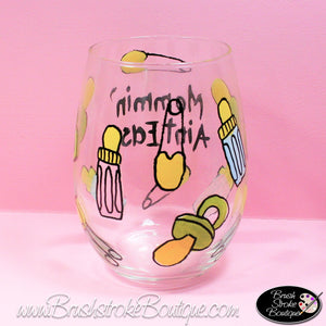 Hand Painted Wine Glass - Baby Things Sippy Cup - Original Designs by Cathy Kraemer