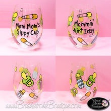 Hand Painted Wine Glass - Baby Things Sippy Cup - Original Designs by Cathy Kraemer