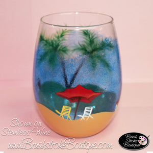 Hand Painted Wine Glass - Beachy Keen - Original Designs by Cathy Kraemer