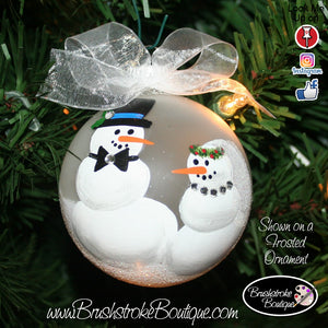 Hand Painted Ornament - Bride & Groom Snowmen - Original Designs by Cathy Kraemer