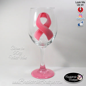 Hand Painted Wine Glass - Cancer Awareness Ribbon - Original Designs by Cathy Kraemer