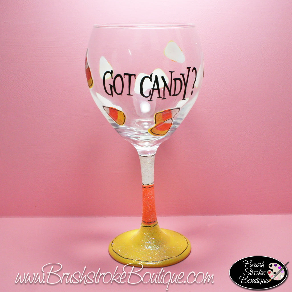 Hand Painted Wine Glass - Candy Corn - Original Designs by Cathy Kraemer