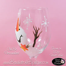 Hand Painted Wine Glass - Catching Snowflakes - Original Designs by Cathy Kraemer