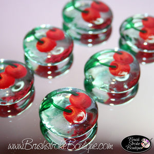 Hand Painted Glass Gems - Cherries Jubilee - Original Designs by Cathy Kraemer