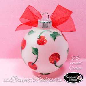Cherry Christmas Ornament - Hand Painted Glass Ball Ornament - Original Designs by Cathy Kraemer