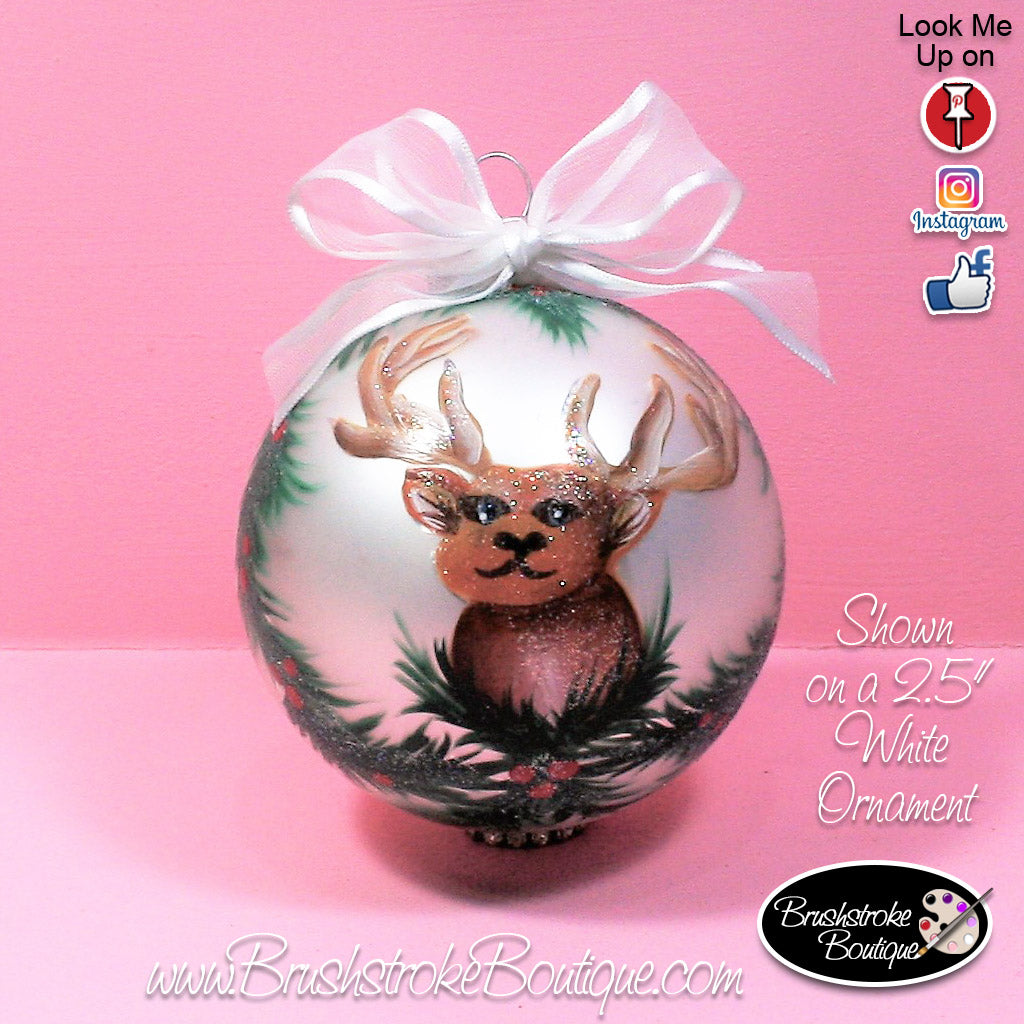 Hand Painted Glass Ball Ornament - Deer Head - Original Designs by Cathy Kraemer
