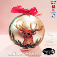 Hand Painted Glass Ball Ornament - Deer Head - Original Designs by Cathy Kraemer