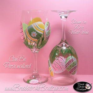 Hand Painted Wine Glass - Easter Eggs - Original Designs by Cathy Kraemer