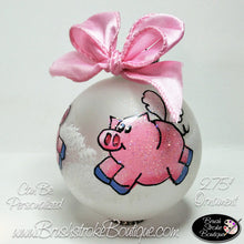 Hand Painted Ornament - Glass Ball Ornament - Flying Pigs - Original Designs by Cathy Kraemer
