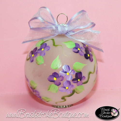 Hand Painted Ornament - Glass Ball Ornament - Forget-Me-Nots - Original Designs by Cathy Kraemer