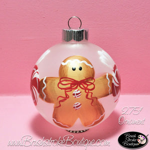 Hand Painted Ornament - Glass Ball Ornament - Gingerbread - Original Designs by Cathy Kraemer
