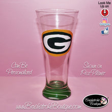 Hand Painted Pilsner Beer Glass - Green Bay Packers Sports Team - Original Designs by Cathy Kraemer