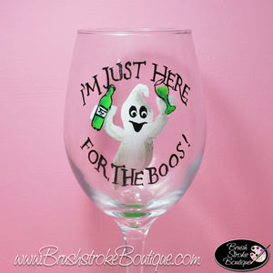 Hand Painted Wine Glass - Here For The Boos - Original Designs by Cathy Kraemer