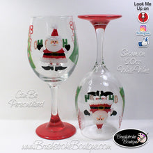 Hand Painted Wine Glass - HoHo Santa - Original Designs by Cathy Kraemer