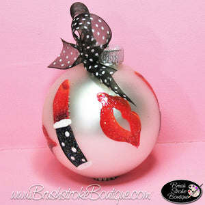 Hand Painted Ornament - Glass Ball Ornament - Hot Lips - Original Designs by Cathy Kraemer