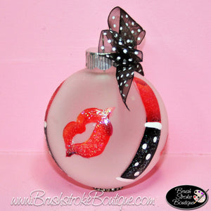 Hand Painted Ornament - Glass Ball Ornament - Hot Lips - Original Designs by Cathy Kraemer