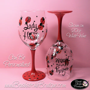 Hand Painted Wine Glass - Lady of the House - Original Designs by Cathy Kraemer