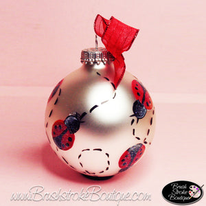 Hand Painted Ornament - Glass Ball Ornament - Ladybugs - Original Designs by Cathy Kraemer