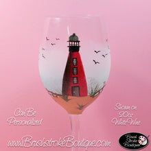 Hand Painted Wine Glass - Ponce Inlet Lighthouse - Original Designs by Cathy Kraemer