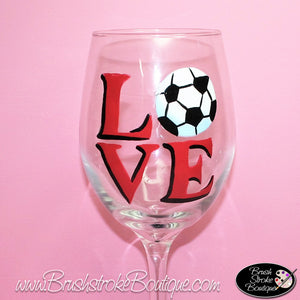 Hand Painted Wine Glass - Love Sports - Original Designs by Cathy Kraemer