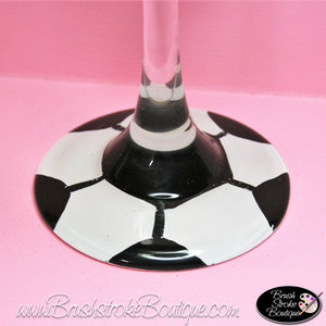 Hand Painted Wine Glass - Love Soccer - Original Designs by Cathy Kraemer