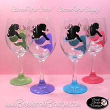Hand Painted Wine Glass - Mermaid Sparkles - Original Designs by Cathy Kraemer