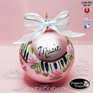 Hand Painted Ornament - Glass Ball Ornament - Music Soothes - Original Designs by Cathy Kraemer