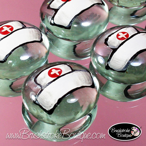 Hand Painted Glass Gems - Nurse Hat - Original Designs by Cathy Kraemer
