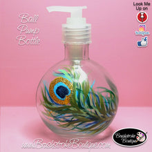 Hand Painted Pump Bottle - Peacock Feather - Original Designs by Cathy Kraemer