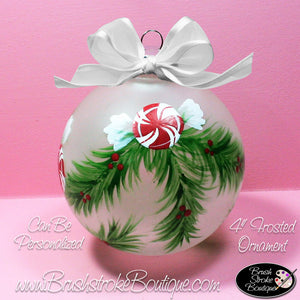Hand Painted Ornament - Glass Ball Ornament - Peppermints - Original Designs by Cathy Kraemer