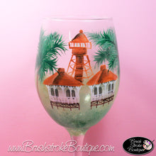 Hand Painted Wine Glass - Sanibel Island Lighthouse - Original Designs by Cathy Kraemer