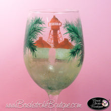 Hand Painted Wine Glass - Sanibel Island Lighthouse - Original Designs by Cathy Kraemer