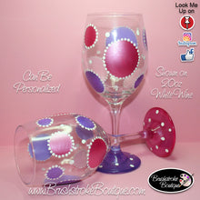 Hand Painted Wine Glass - Birthday Bubbles - Original Designs by Cathy Kraemer