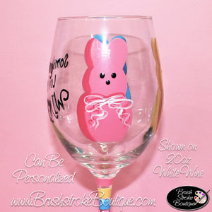 Hand Painted Wine Glass - Somebunny Loves Wine - Original Designs by Cathy Kraemer
