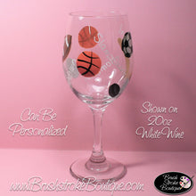 Hand Painted Wine Glass - Sports Fan - Original Designs by Cathy Kraemer