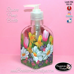 Hand Painted Pump Bottle - Spring Bouquet - Original Designs by Cathy Kraemer
