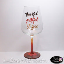 Hand Painted Wine Glass - Thankful - Original Designs by Cathy Kraemer