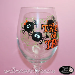 Hand Painted Wine Glass - Trick-Or-Treat - Original Designs by Cathy Kraemer