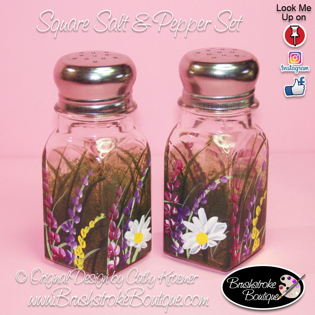 Hand Painted Salt & Pepper Shakers - Wildflowers - Original Designs by Cathy Kraemer
