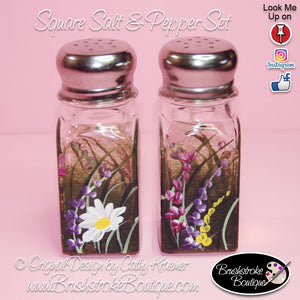 Hand Painted Salt & Pepper Shakers - Wildflowers - Original Designs by Cathy Kraemer