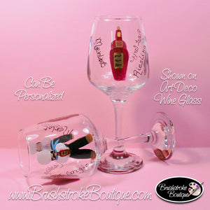 Hand Painted Wine Glass - Wine Guy - Original Designs by Cathy Kraemer