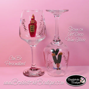 Hand Painted Wine Glass - Wine Guy - Original Designs by Cathy Kraemer