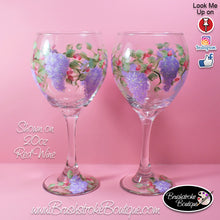 Hand Painted Wine Glass - Wisteria - Original Designs by Cathy Kraemer