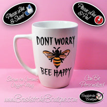 Hand Painted Wine Glass - Don't Worry Bee Happy - Original Designs by Cathy Kraemer